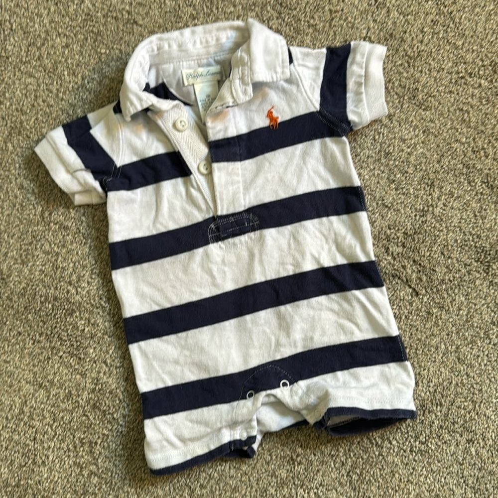 Infant Ralph Lauren Polo bodysuit Navy Blue Preppy 0 - 3 mos